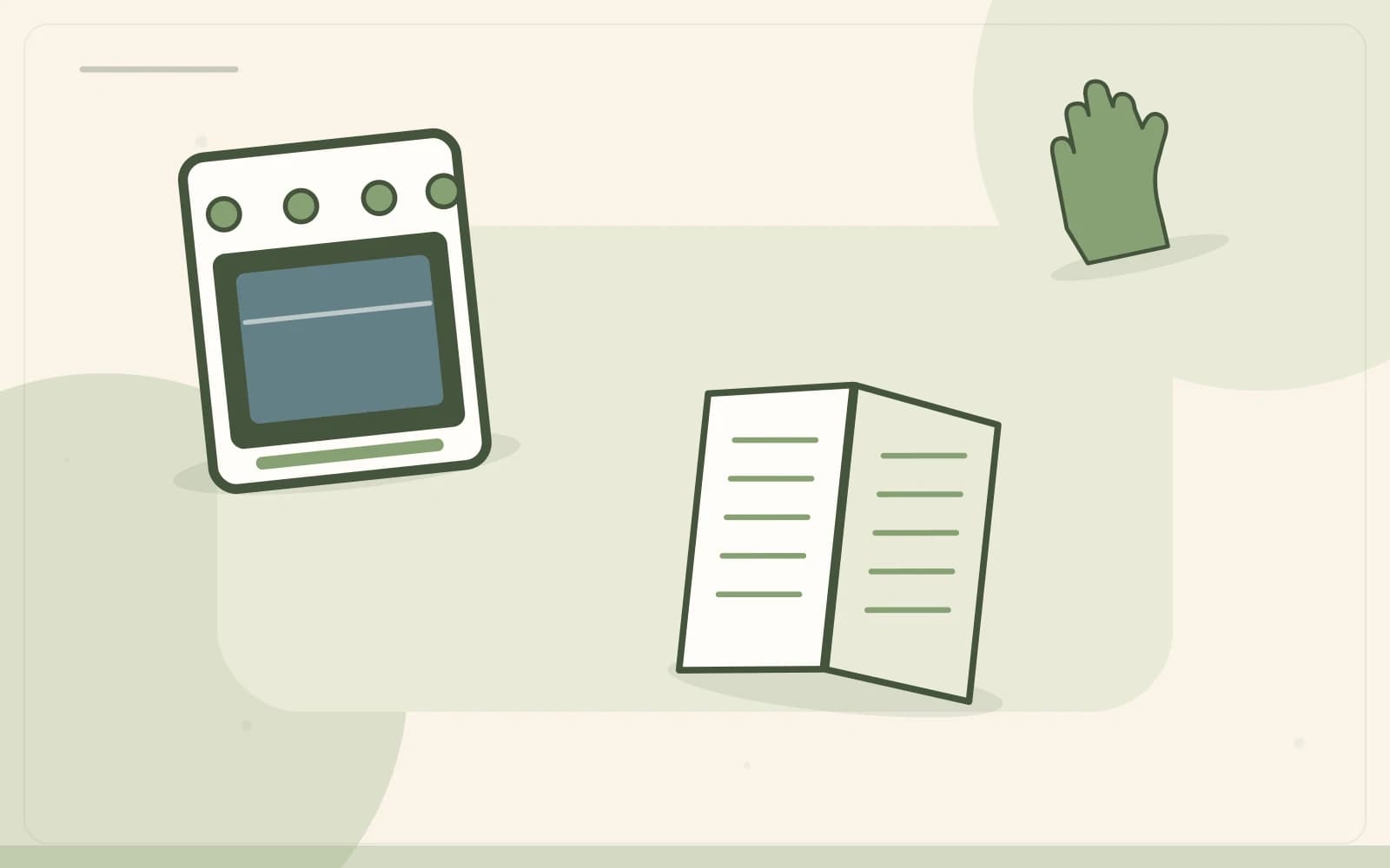 Editorial illustration featuring oven, manual, glove for the article “Cleaning an Oven in Australia: Start with the Exact Model Manual”.