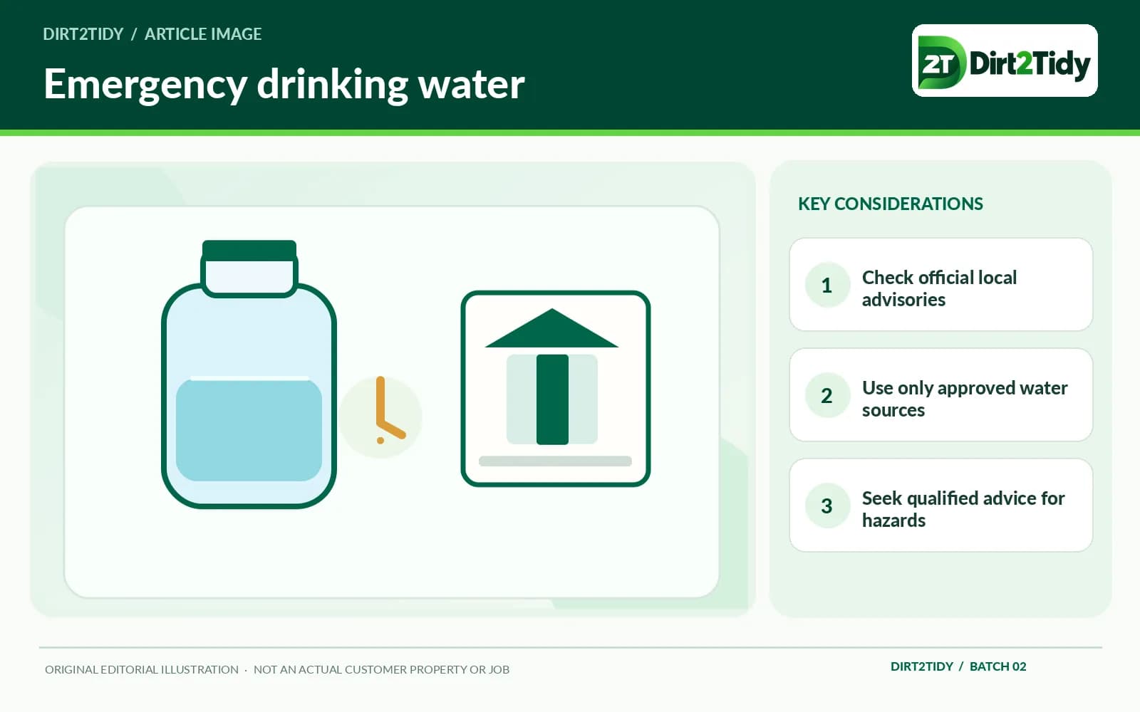 infographic: check the current local advisory first for emergency drinking water: follow current local authority advice