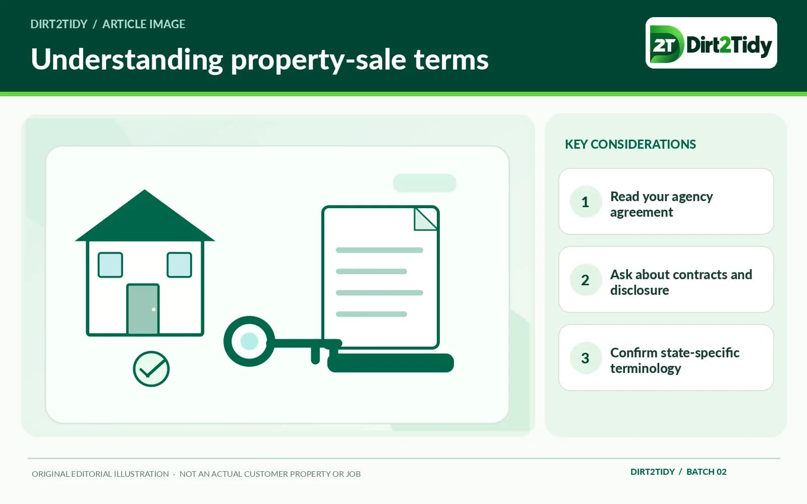 editorial illustration: agent and agency agreement for property-sale terms sellers should check in their state
