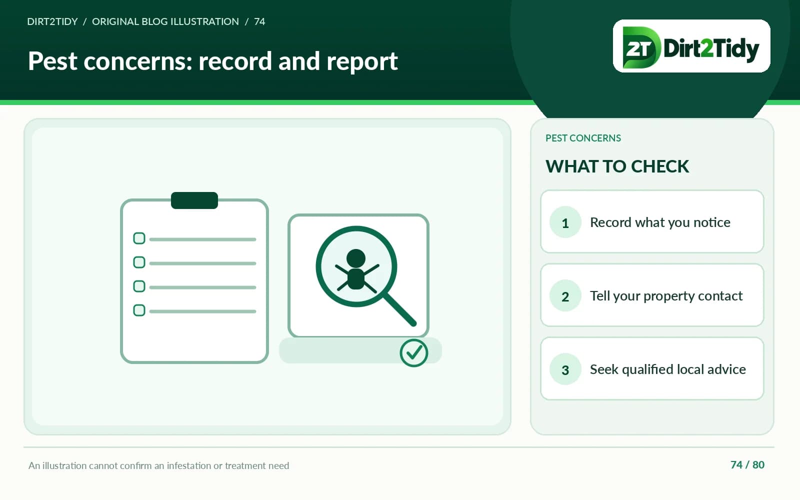 editorial illustration: record what you observed for pest concerns in australian homes: record, report and get local advice