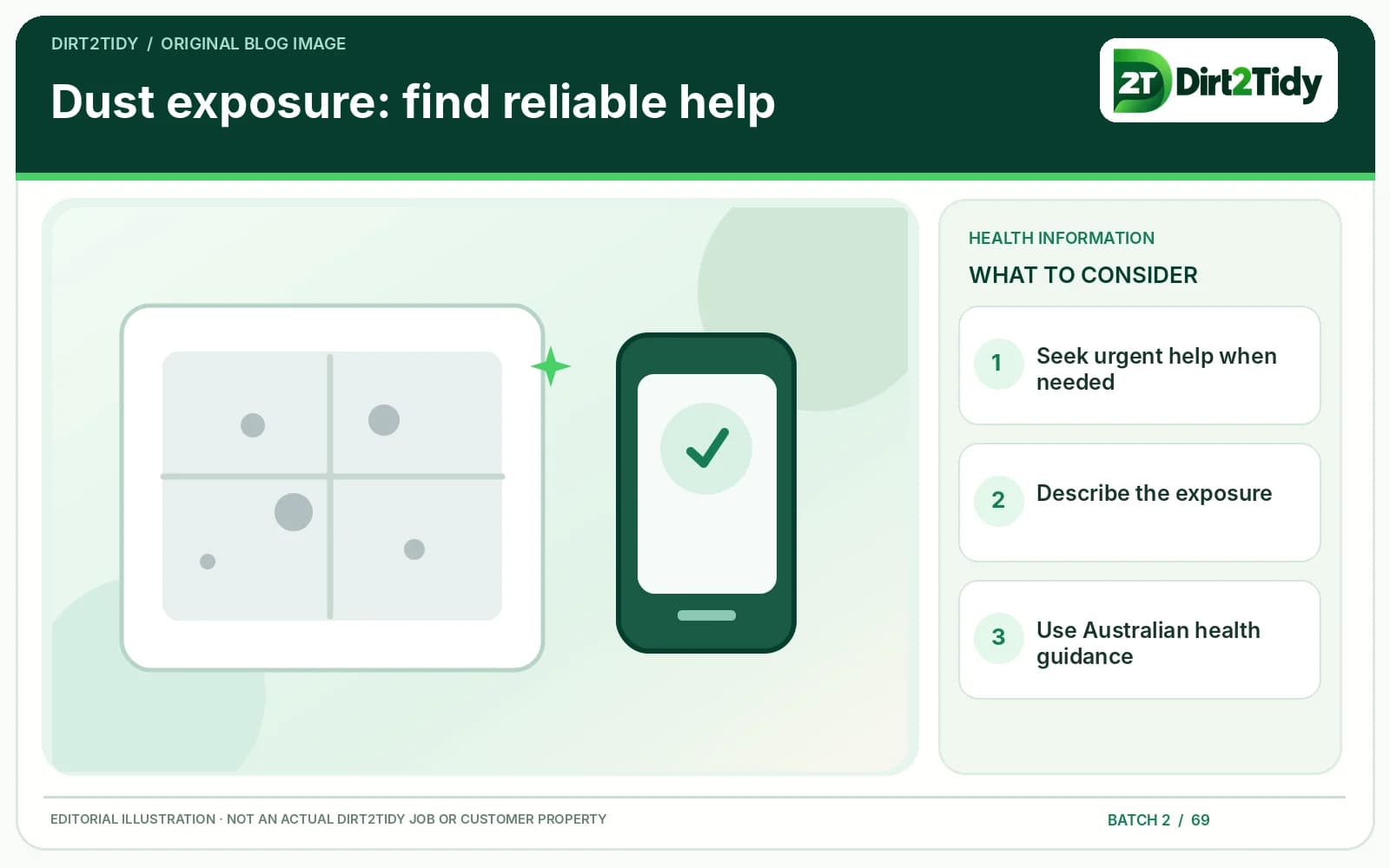 infographic: for urgent or worsening breathing concerns for breathing in dust: where to get reliable health advice