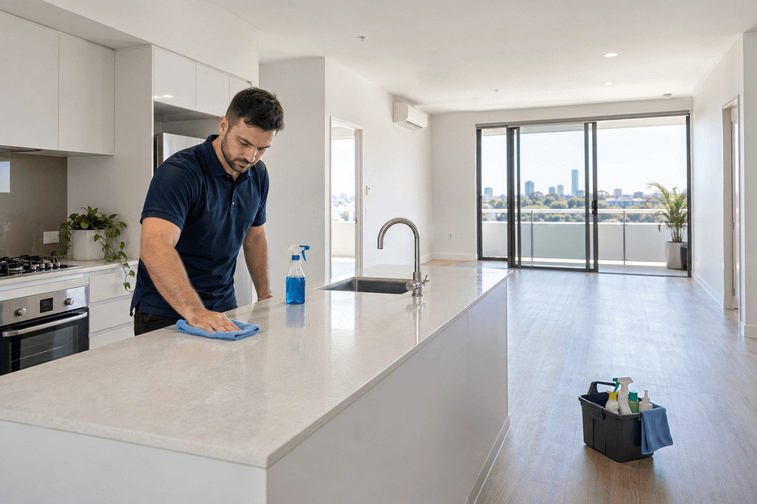 Bond cleaning by a professional cleaner in an Australian home
