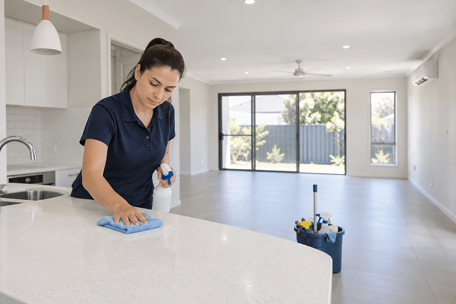 End of lease cleaning by a professional cleaner in an Australian home