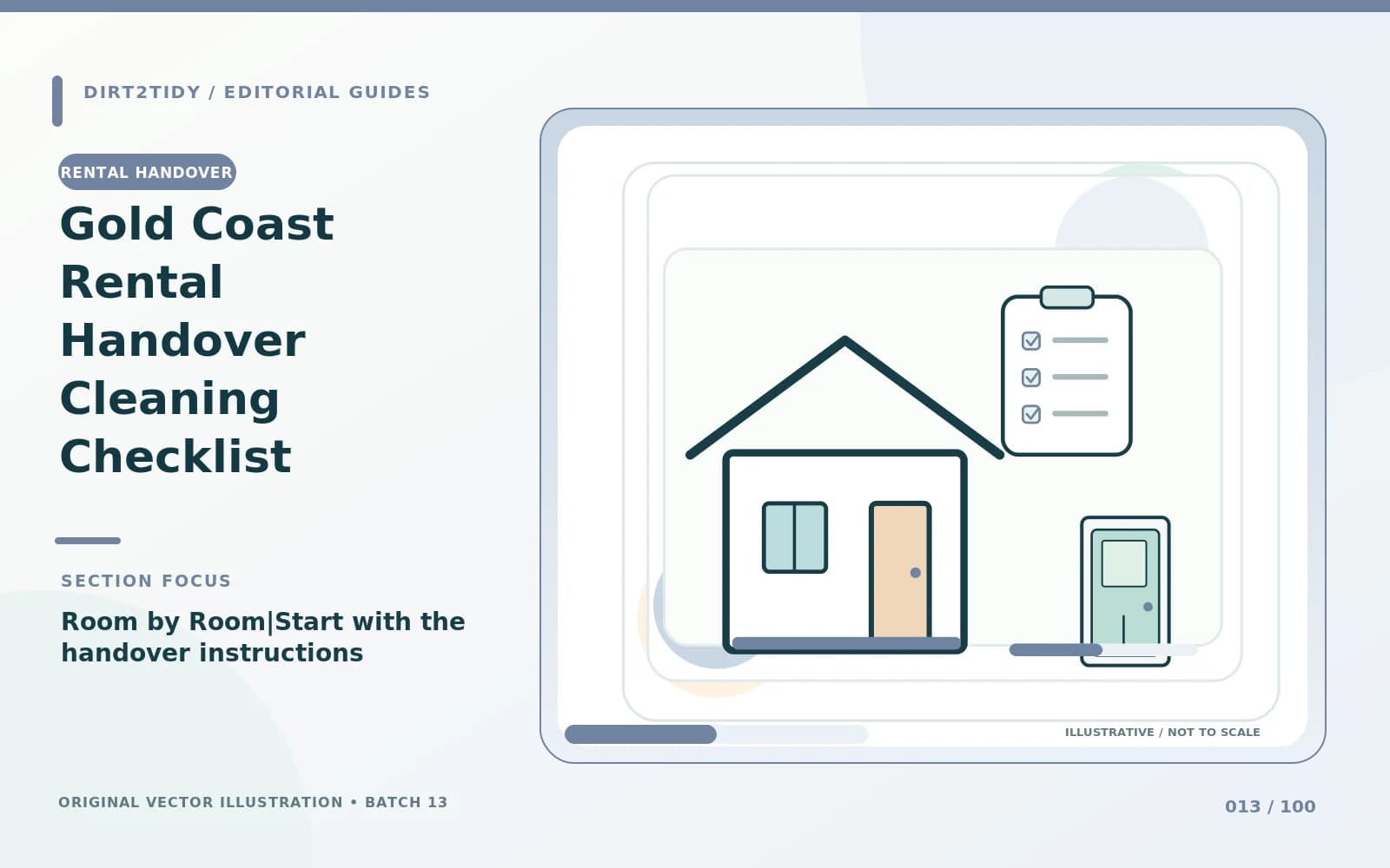 Illustration of start with the handover instructions for Gold Coast Rental Handover Cleaning Checklist | Room by Room