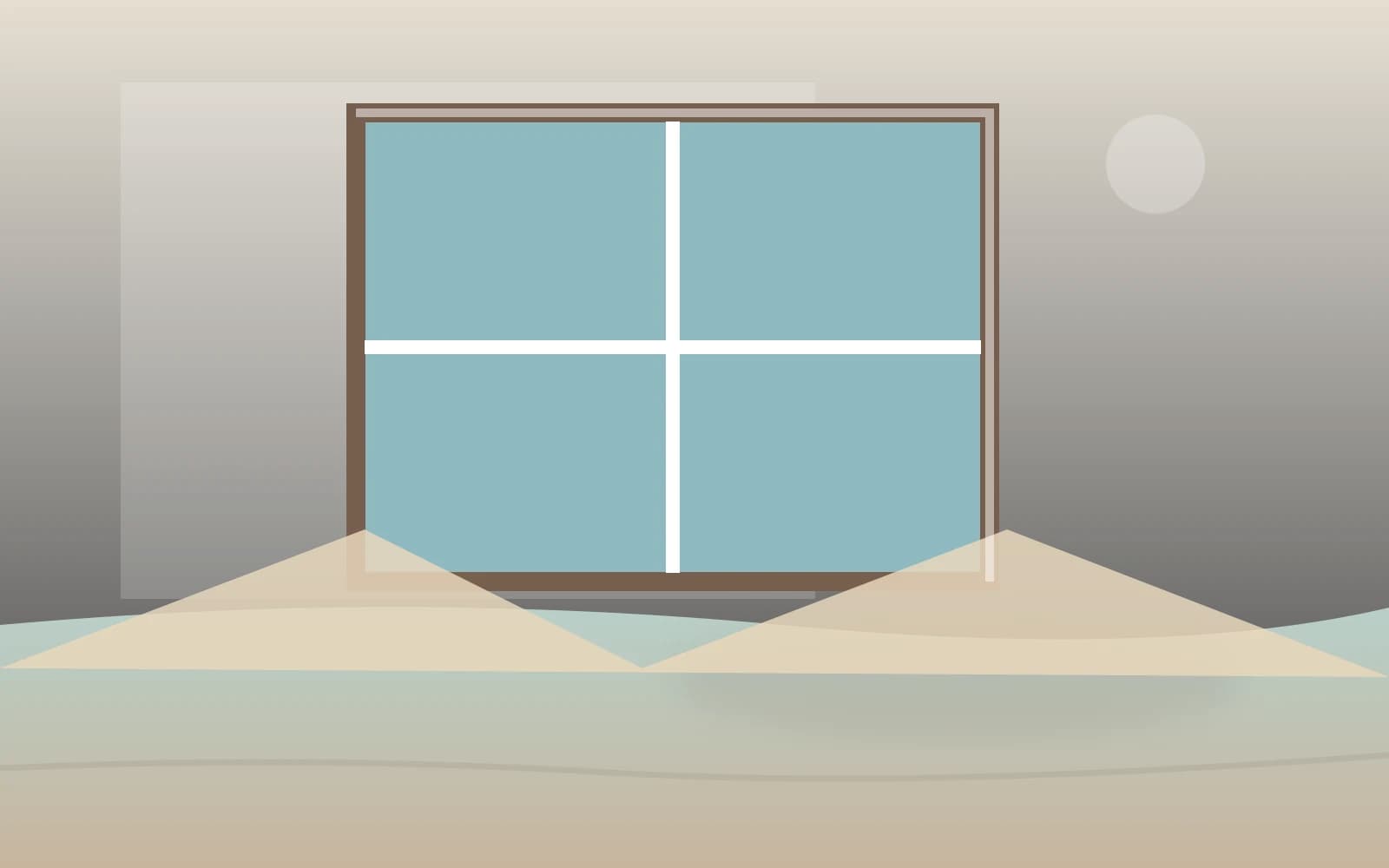 Sunlight entering through a clear glazed window and falling across an interior floor