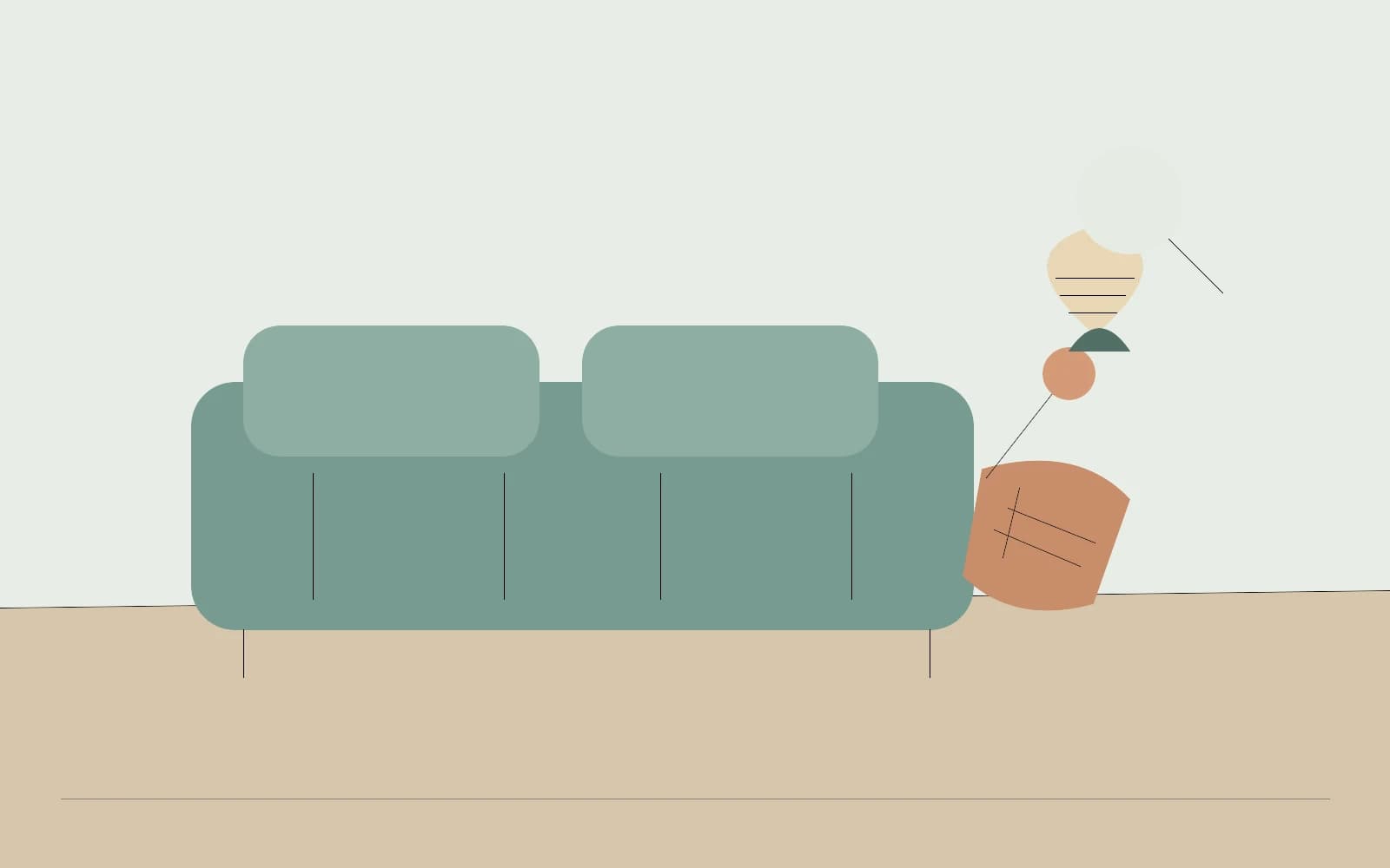 A hand inspects a removable sofa cushion's maker care label and upholstery weave