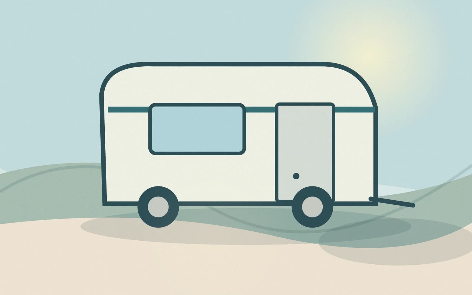 Careful exterior washing of a parked camper trailer