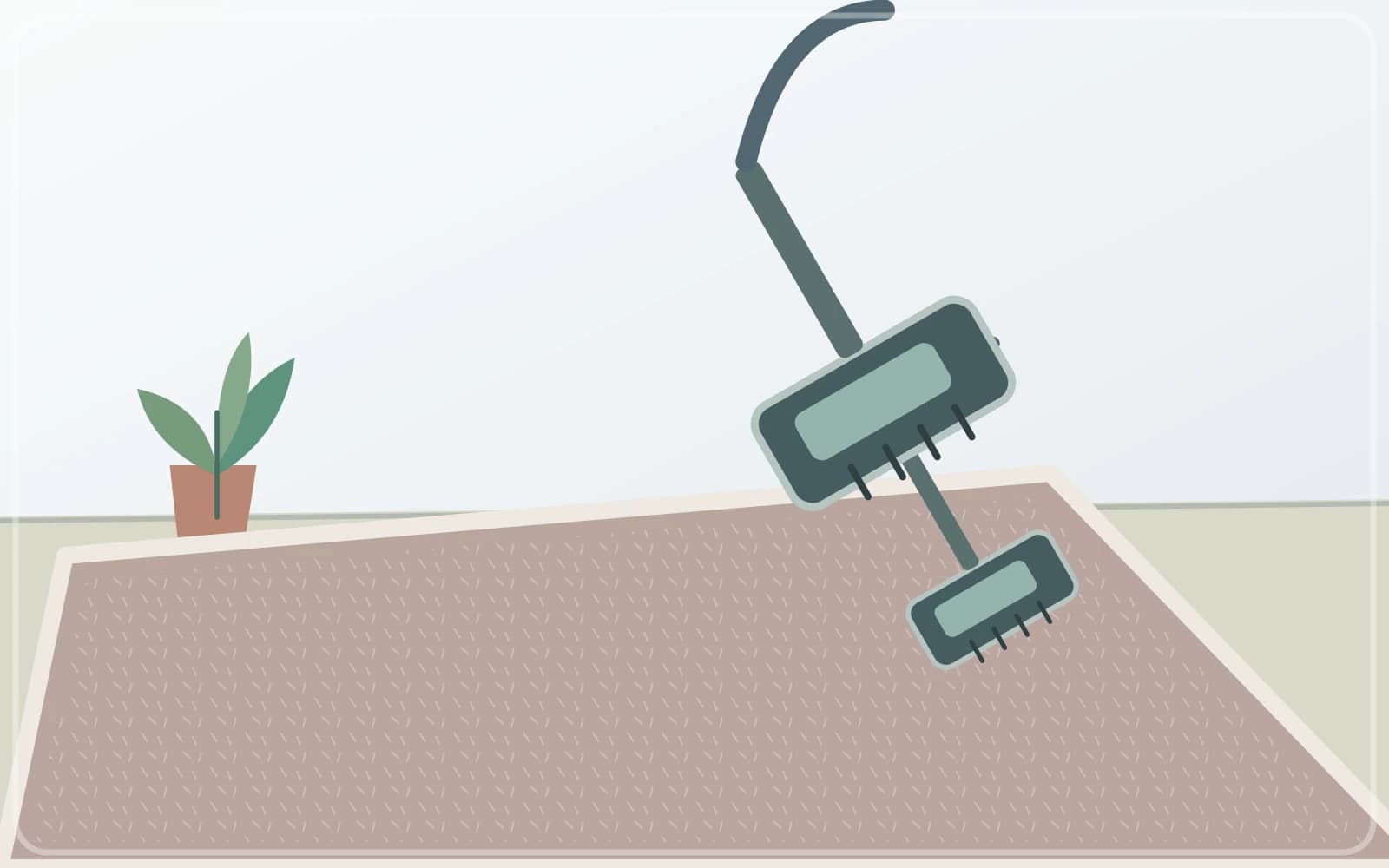 Carpet fabric tag and hot-water extraction nozzle on a test patch
