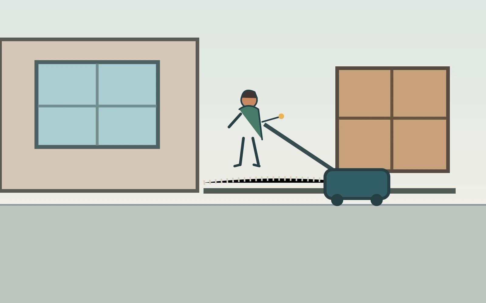 A final-stage cleaner vacuums construction dust from a new home's skirting before handover