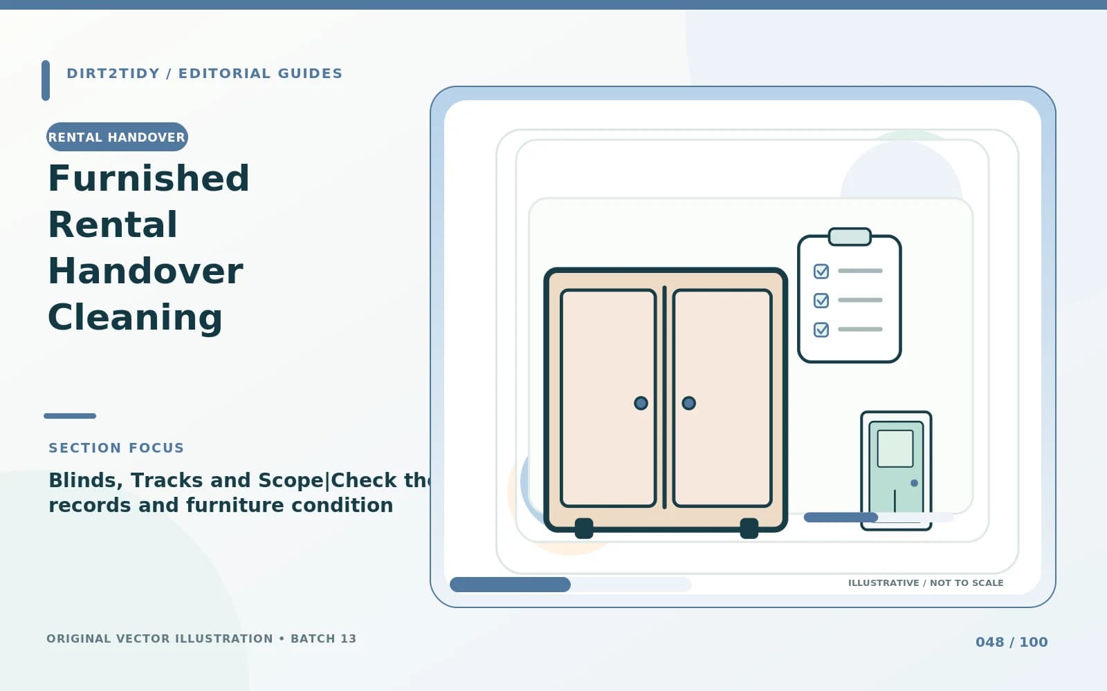 Illustration of check the records and furniture condition for Furnished Rental Handover Cleaning | Blinds, Tracks and Scope