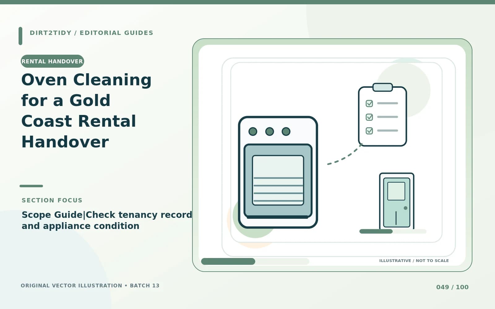 Illustration of check tenancy records and appliance condition for Oven Cleaning for a Gold Coast Rental Handover | Scope Guide