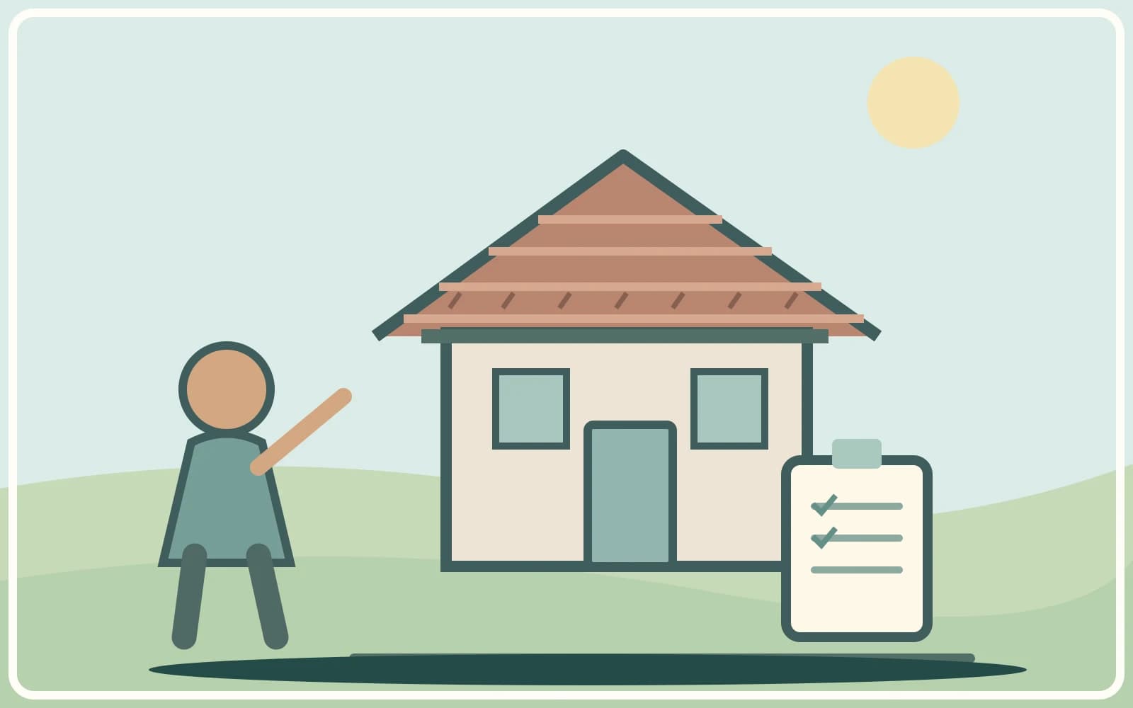 A roofing professional records visible roof concerns from ground level without climbing