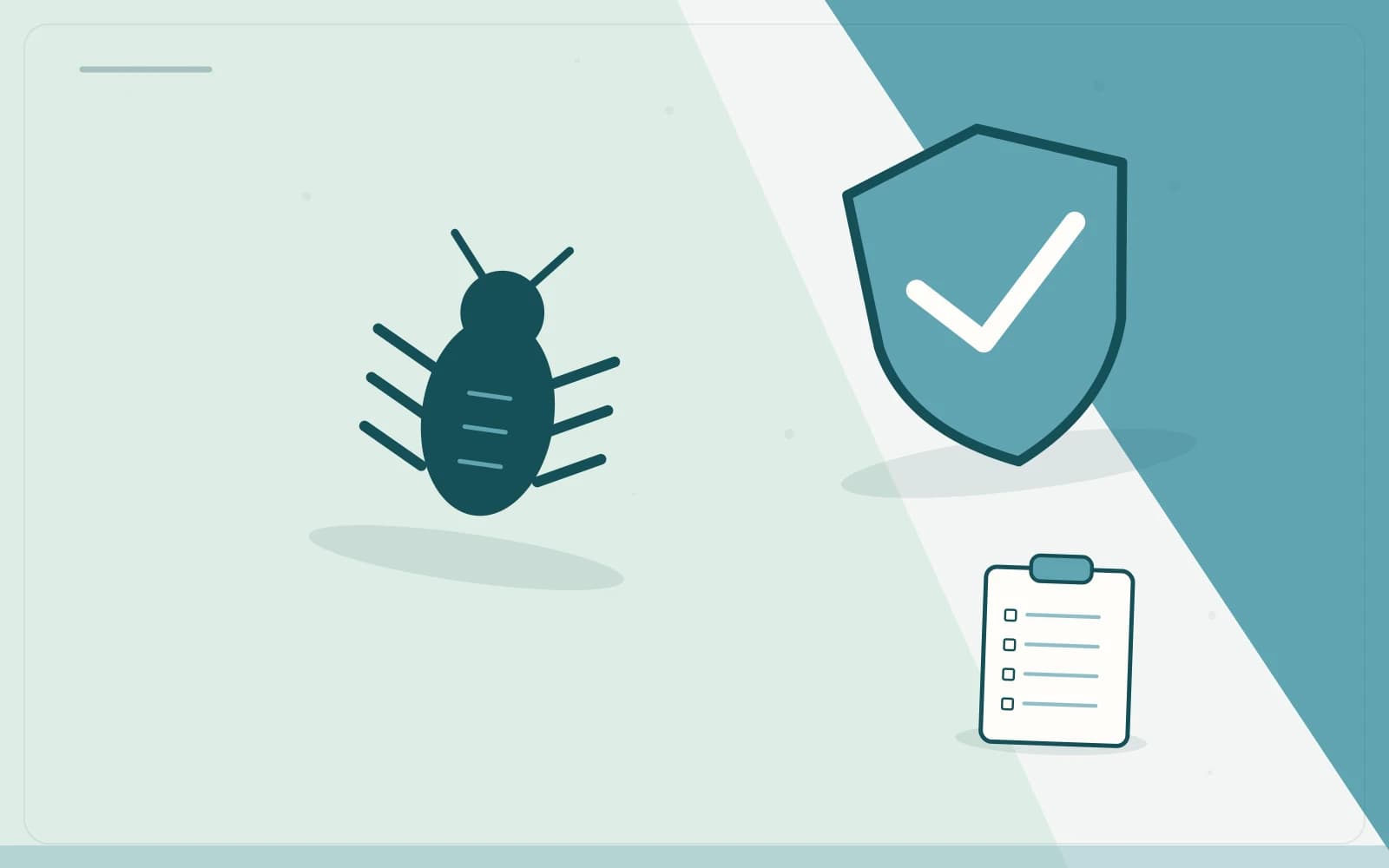 Editorial illustration featuring insect, badge, clipboard for the article “Pest-Control Enquiries in Sydney: Verify the Provider and Scope”.