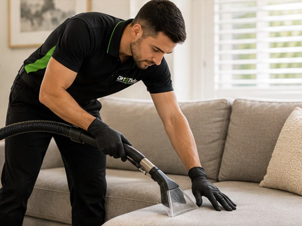 Upholstery cleaning on a sofa in an Australian lounge