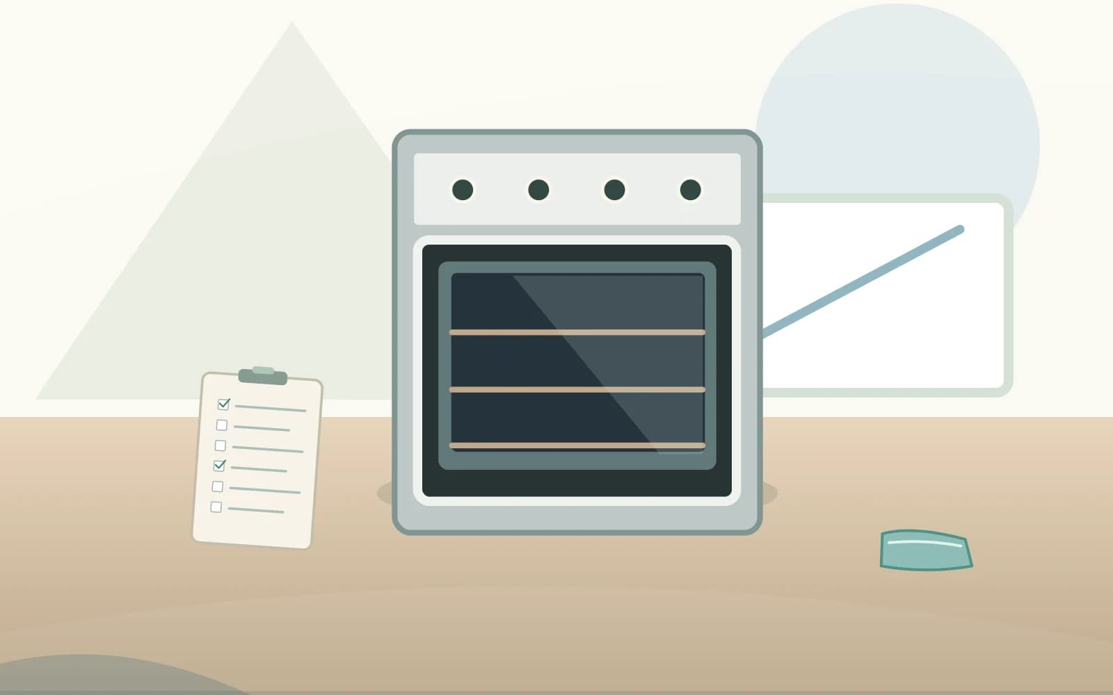 Editorial illustration for Oven Cleaning Tips: A Manual-Led Routine and Safety Checklist: Prepare the appliance and work area.