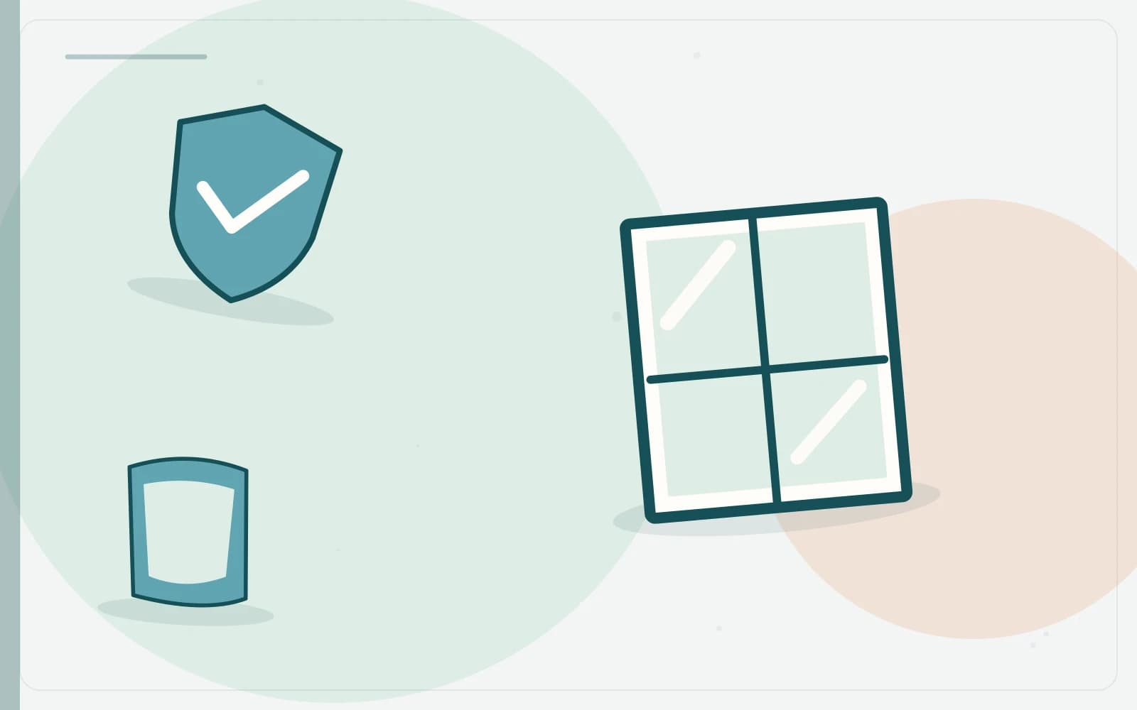 Editorial illustration featuring window, shield, cloth for the article “How to Clean Glass Windows Safely and Without Damage”.