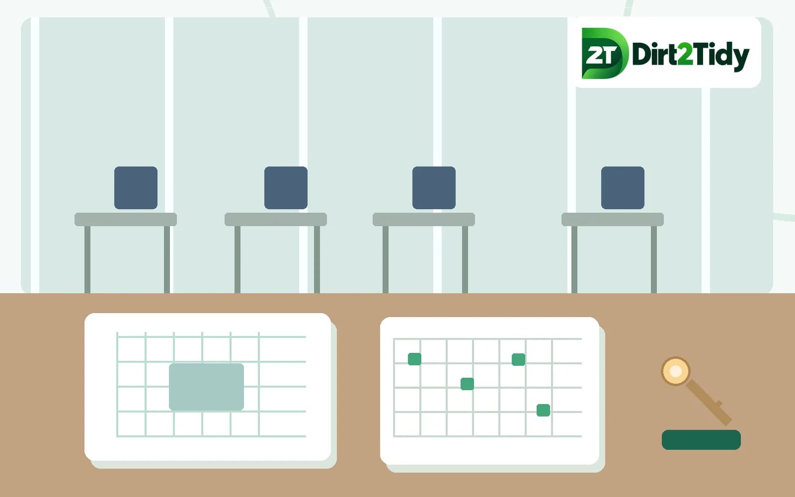 editorial illustration: compare commercial cleaning scope, coordination and provider fit
