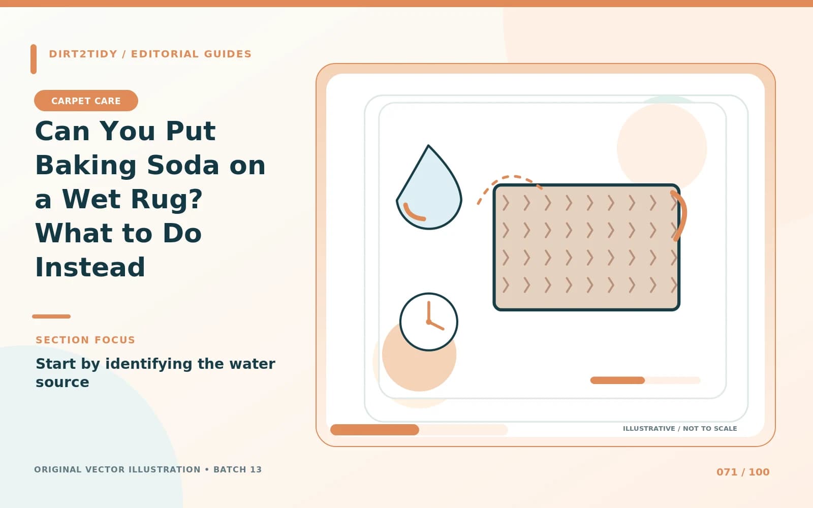 Illustration of start by identifying the water source for Can You Put Baking Soda on a Wet Rug? What to Do Instead