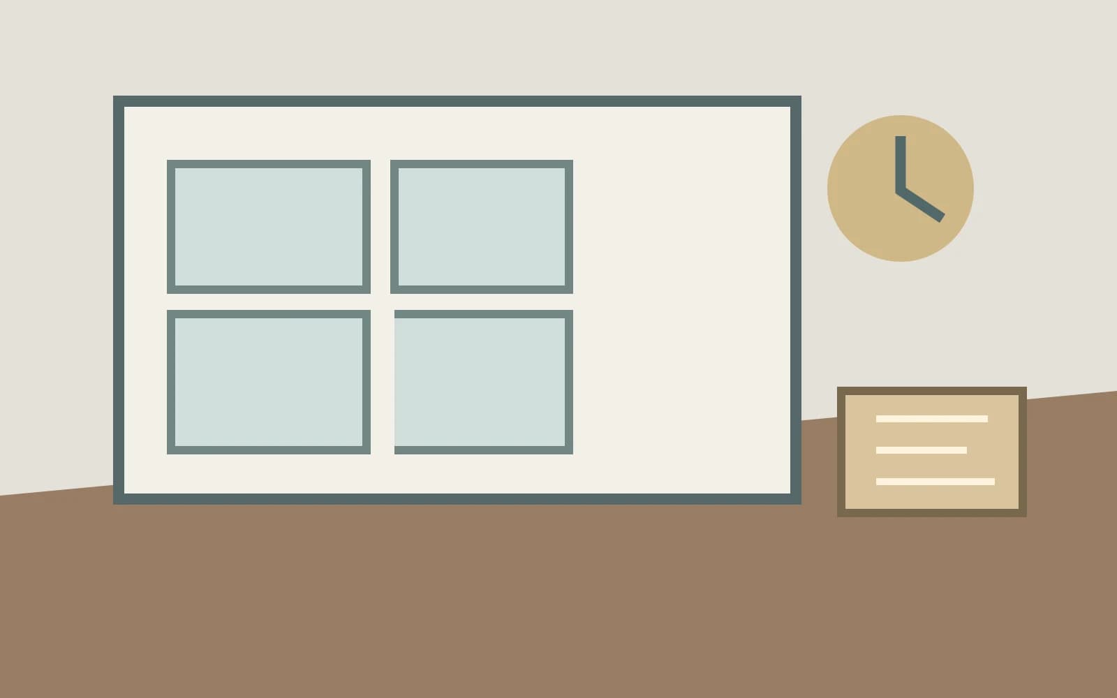A room plan, property keys, timepiece and written estimate arranged for quote comparison