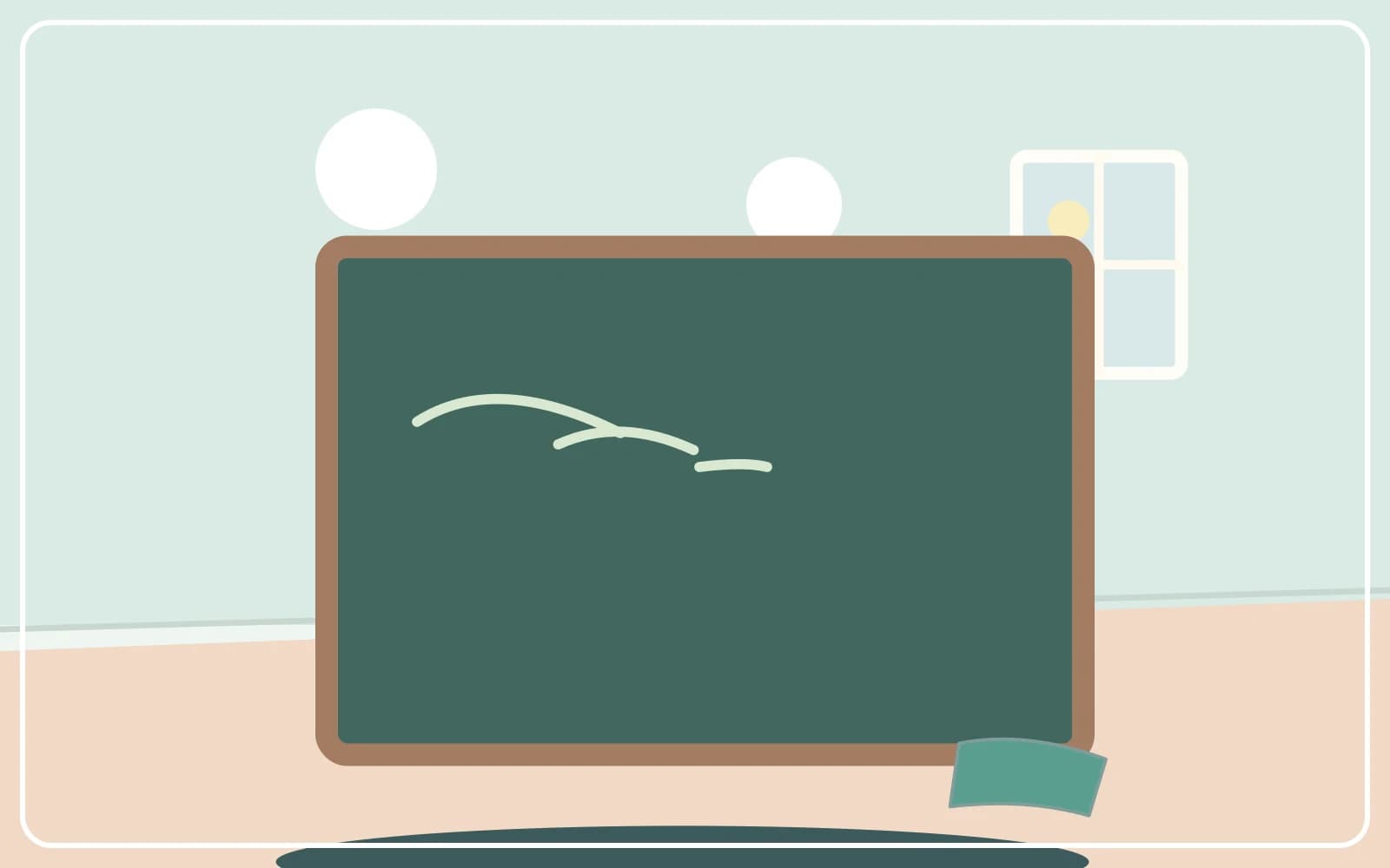 An erasable chalkboard with a dry cloth and a careful corner test
