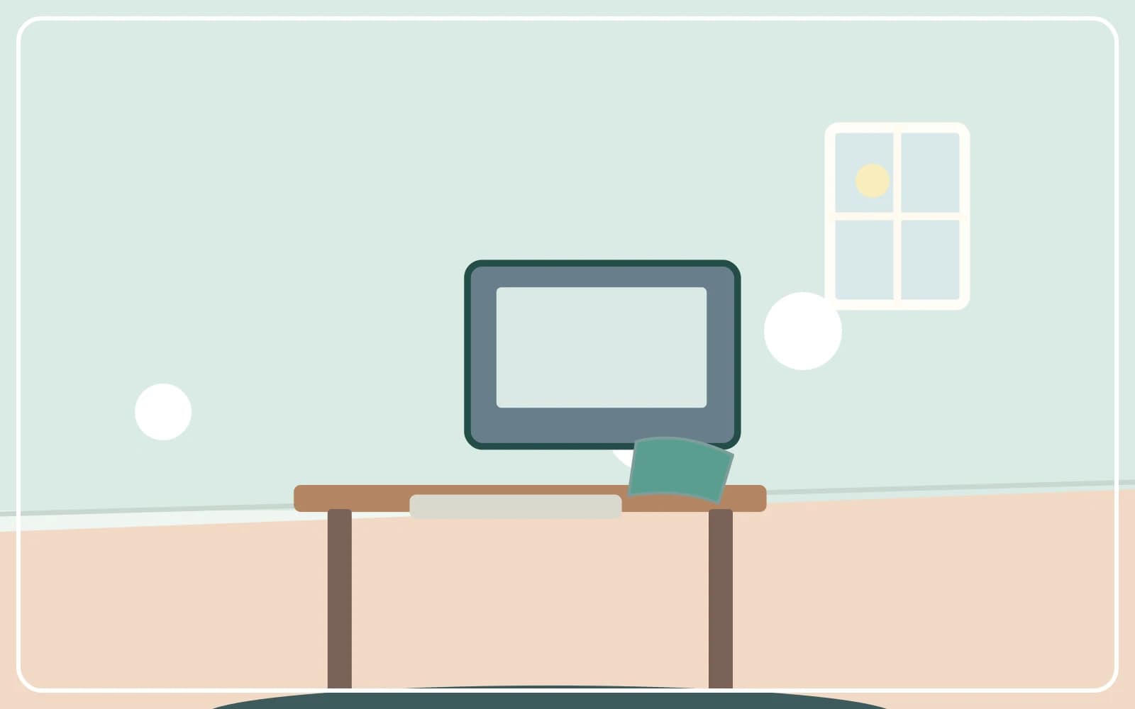 A clear desktop with gently dusted keyboard and monitor
