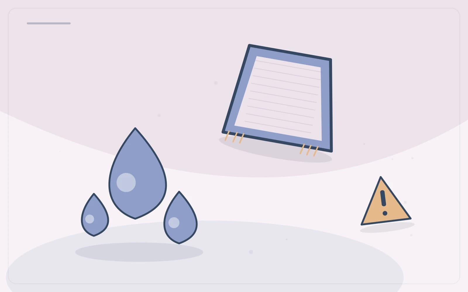 Editorial illustration featuring water, rug, warning for the article “Wet Carpet: Check the Water Source and Site Safety Before Cleanup”.