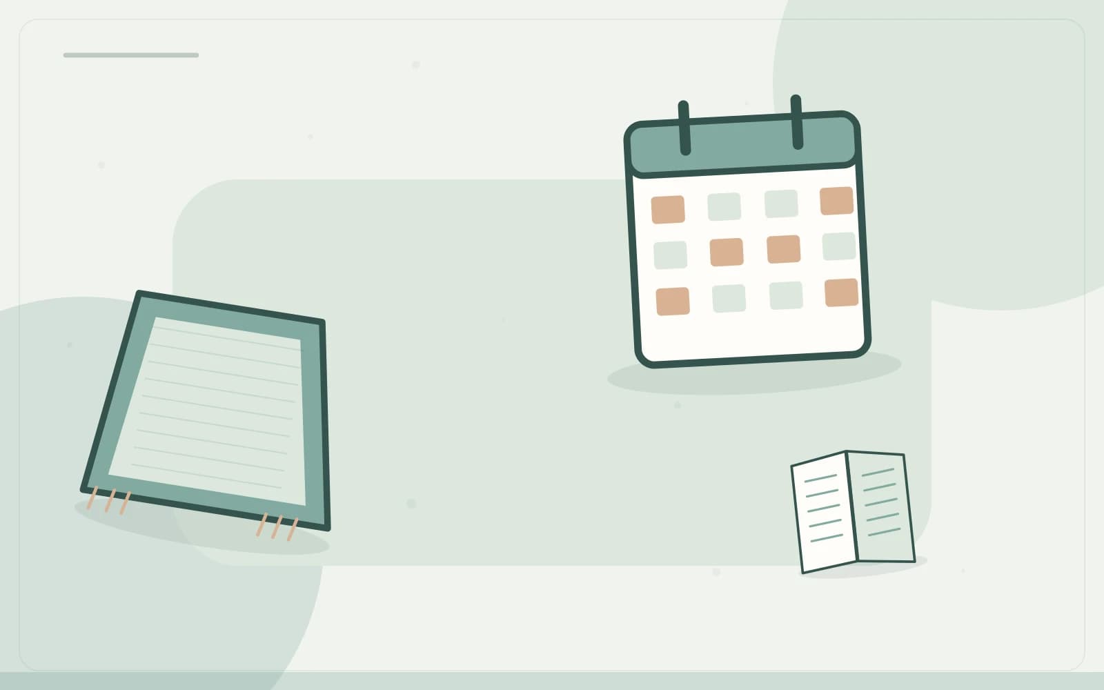 Editorial illustration featuring calendar, rug, manual for the article “Carpet Care When You Skip a Clean: Check the Maker’s Guidance”.