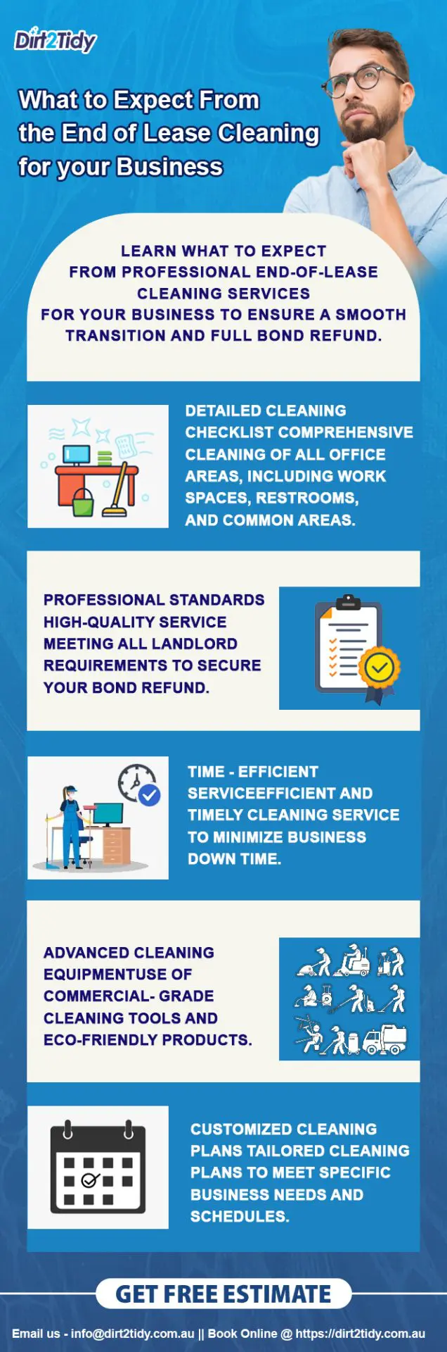 Learn what to expect from professional end-of-lease cleaning services for a smooth transition. Comprehensive and efficient cleaning to ensure a full bond refund for your business.