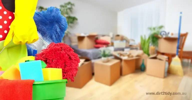 Cleaning supplies and tools ready for the end-of-lease cleaning.