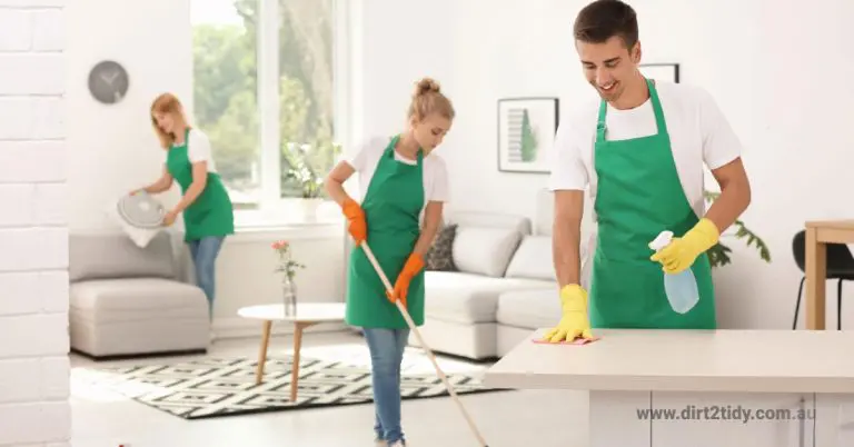 Professional cleaners working together for an end-of-lease cleaning.