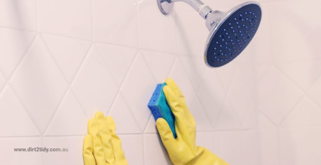 shower cleaning the house