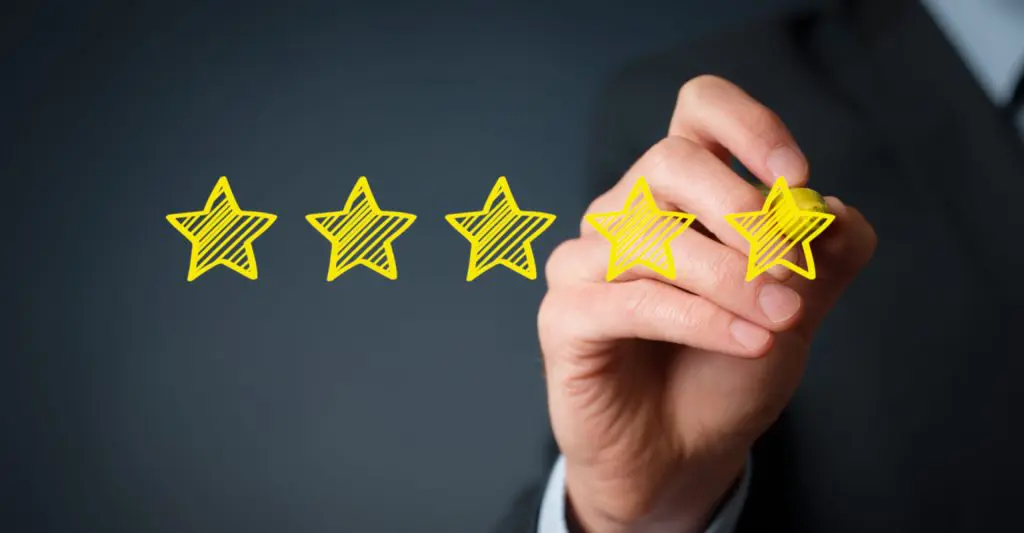 How to choose the best end of lease cleaning company? 4 a hand drawing a five star rating A hand drawing five yellow stars, representing a high customer rating or positive review.