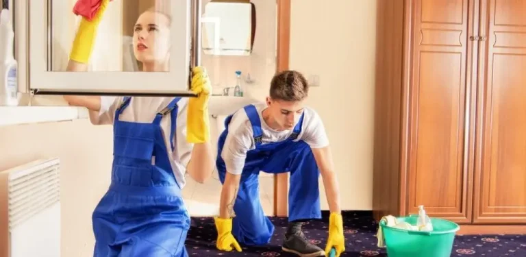 Happy cleaning team during lease cleaning