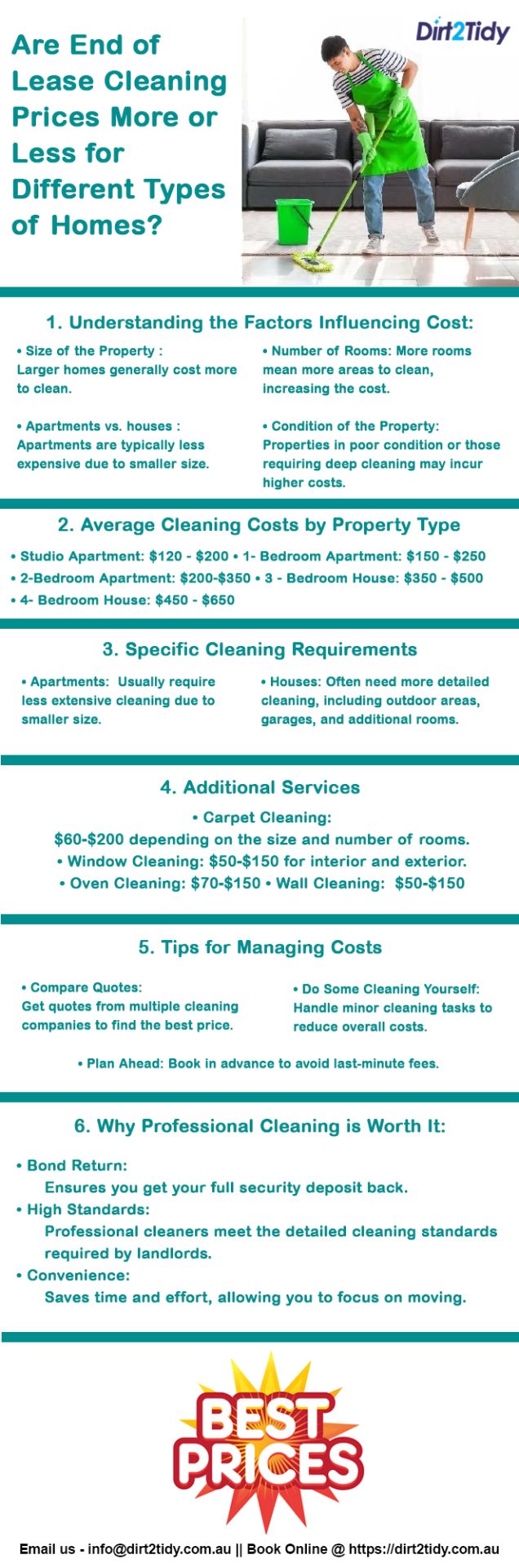 Are End of Lease Cleaning Prices more or less for different types of Homes? 4 End of Lease Cleaning Prices