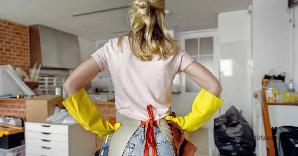 Cleaning supplies ready, the task of cleaning begins