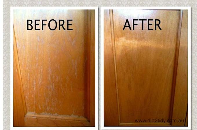 How can we clean wooden doors of kitchen cabinets? 3 kitchen cabinets