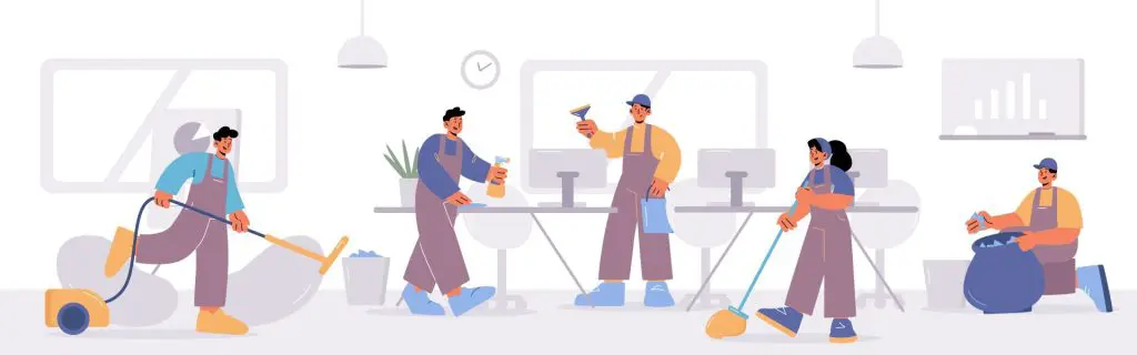 Free end of lease cleaning checklist 3 Cleaning Team Illustration