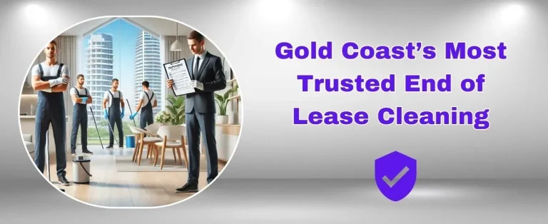 Cleaning team with clipboard in modern apartment, promoting trusted Gold Coast cleaning services.