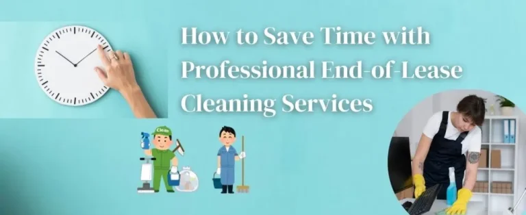 A concept of time-saving cleaning services with icons of clocks and cleaners in action.