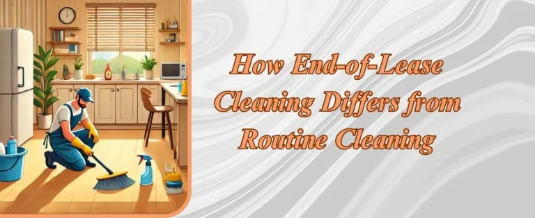 A cleaner sweeping the kitchen floor, highlighting the deeper cleaning required for end-of-lease compared to regular cleaning.