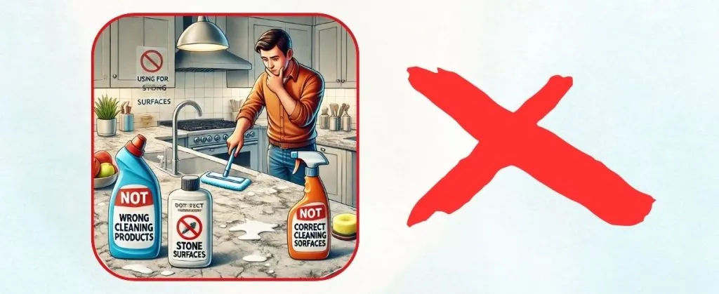 How to Avoid Common Mistakes in End of Lease Cleaning 3 Man confused about using the right cleaning products for stone surfaces.