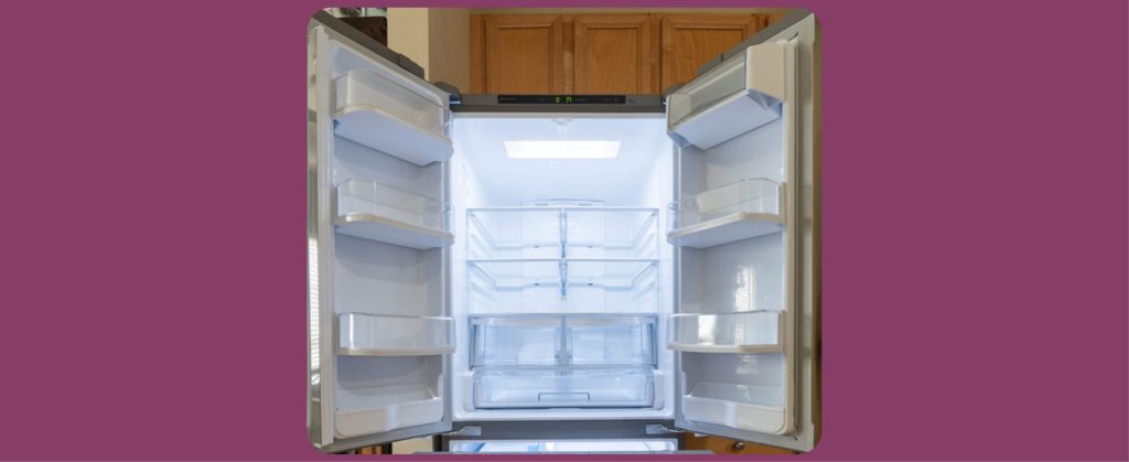 Open and empty fridge showing deep cleaning as part of end-of-lease cleaning.