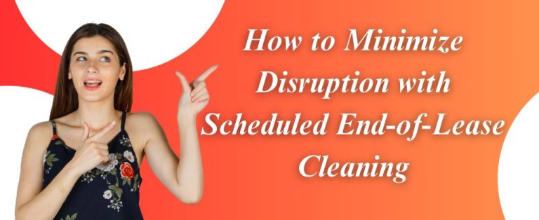 Smiling woman pointing toward tips on avoiding moving stress with scheduled end of lease cleaning.